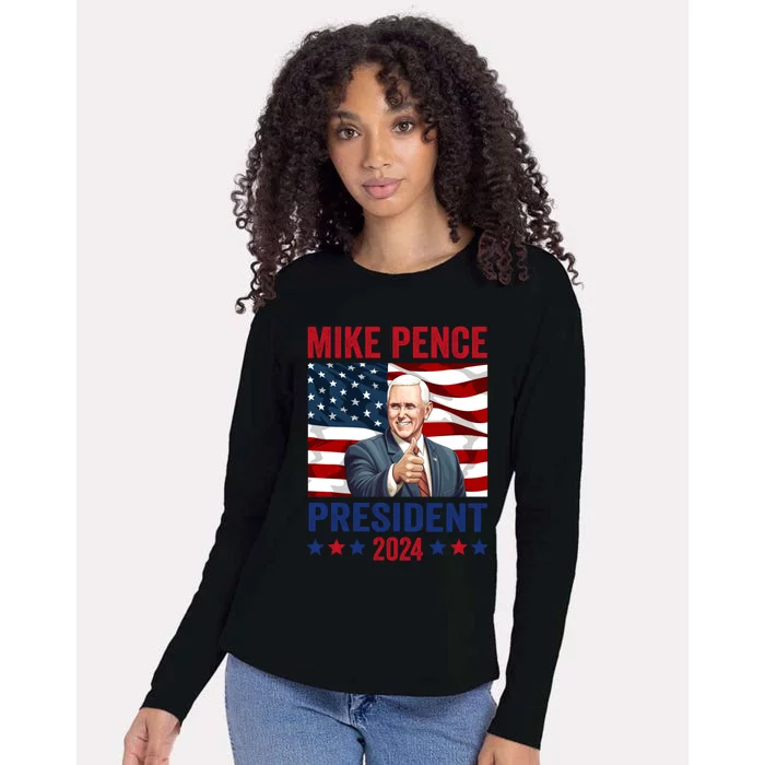 Mike Pence 2024 American Presidential Election 2024 USA Womens Cotton Relaxed Long Sleeve T-Shirt