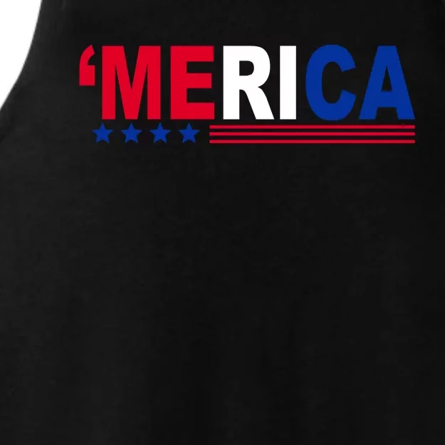 Merica Patriotic 4th Of July Ladies Tri-Blend Wicking Tank