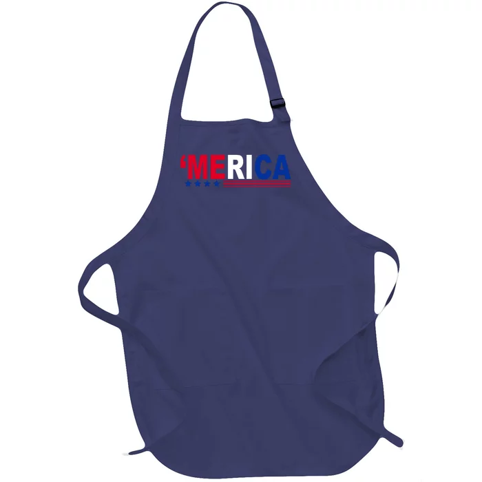 Merica Patriotic 4th Of July Full-Length Apron With Pocket