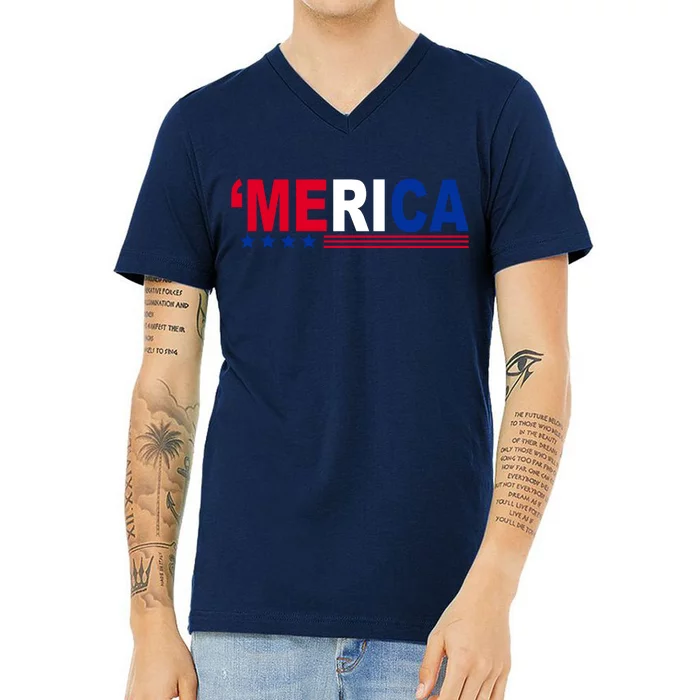 Merica Patriotic 4th Of July V-Neck T-Shirt