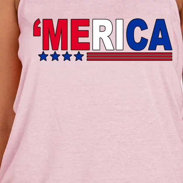 Merica Patriotic 4th Of July Women's Knotted Racerback Tank