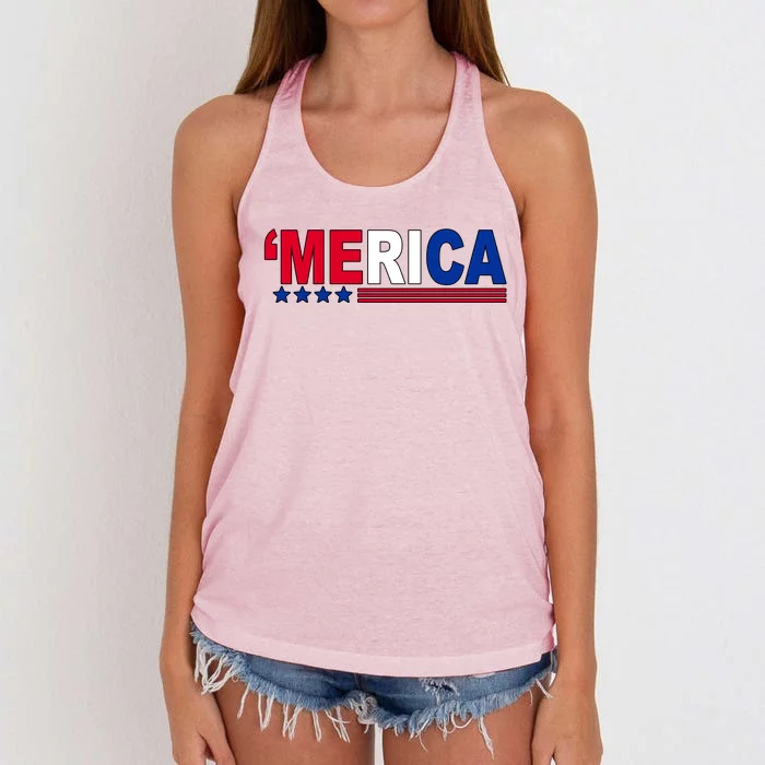 Merica Patriotic 4th Of July Women's Knotted Racerback Tank