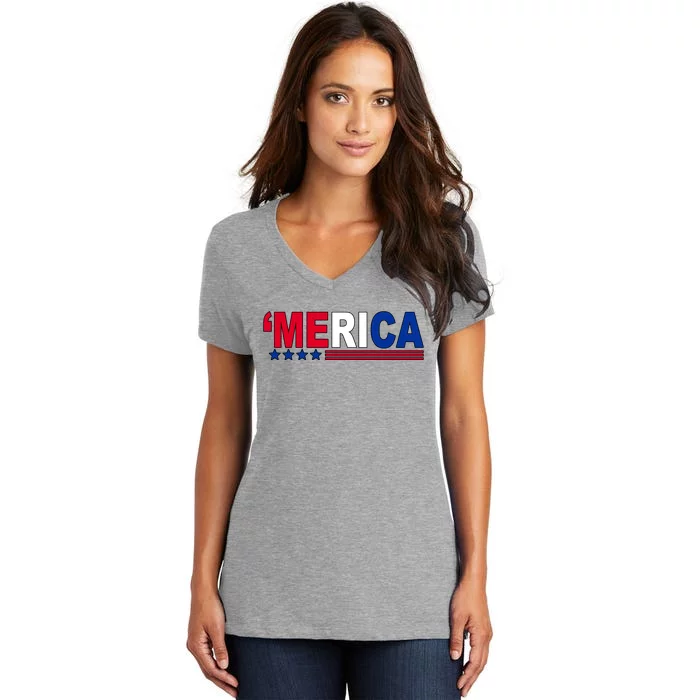 Merica Patriotic 4th Of July Women's V-Neck T-Shirt