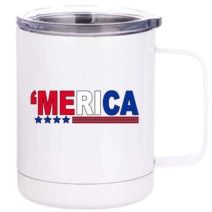 Merica Patriotic 4th Of July Front & Back 12oz Stainless Steel Tumbler Cup