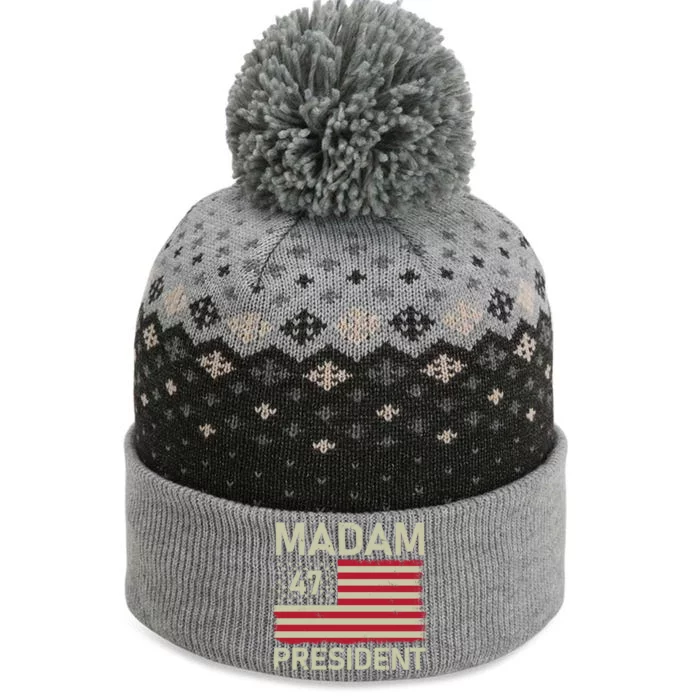 Madam President 47 Us Flag Kamala Harris 2024 Great Gift The Baniff Cuffed Pom Beanie