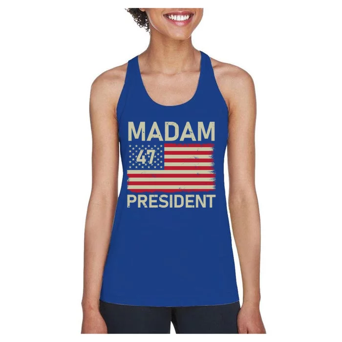 Madam President 47 Us Flag Kamala Harris 2024 Great Gift Women's Racerback Tank