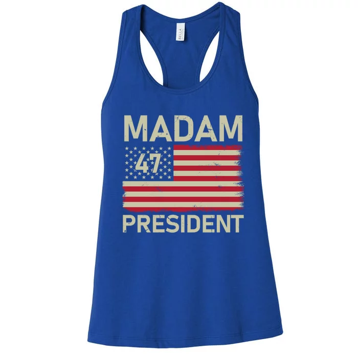 Madam President 47 Us Flag Kamala Harris 2024 Great Gift Women's Racerback Tank