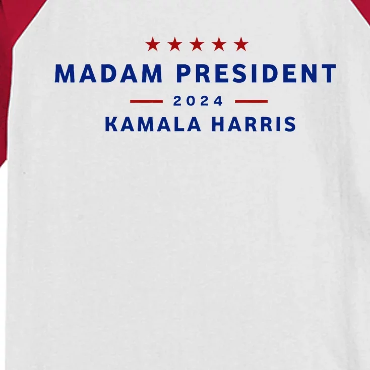 Madam President 47th President Vote Kamala Harris 2024 Kids Colorblock Raglan Jersey