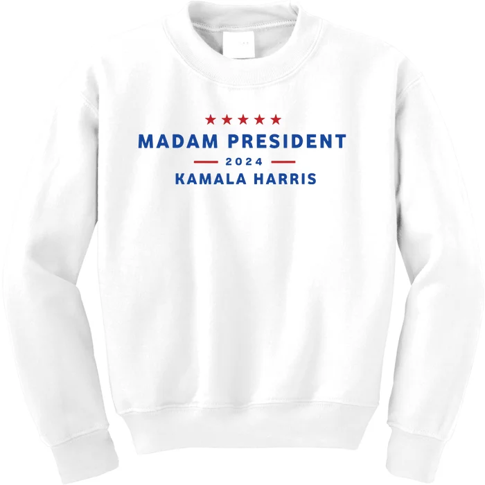 Madam President 47th President Vote Kamala Harris 2024 Kids Sweatshirt