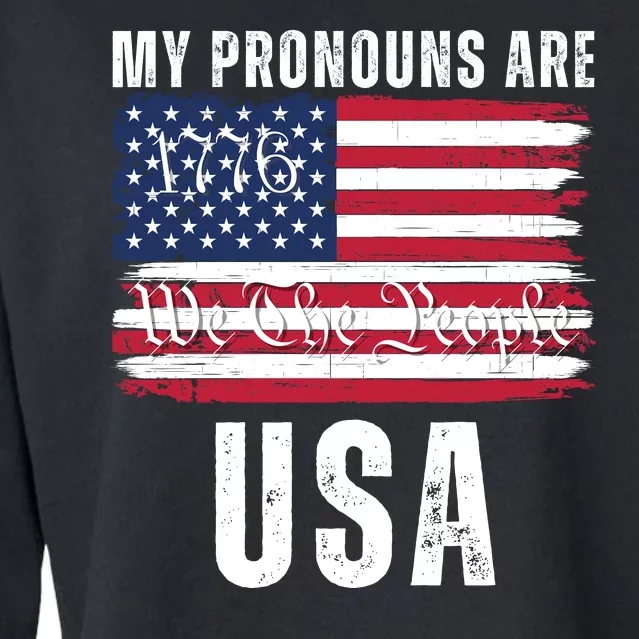 My Pronouns Are USA We The People 1776 USA Flag 4th Of July We The People 17 Cropped Pullover Crew