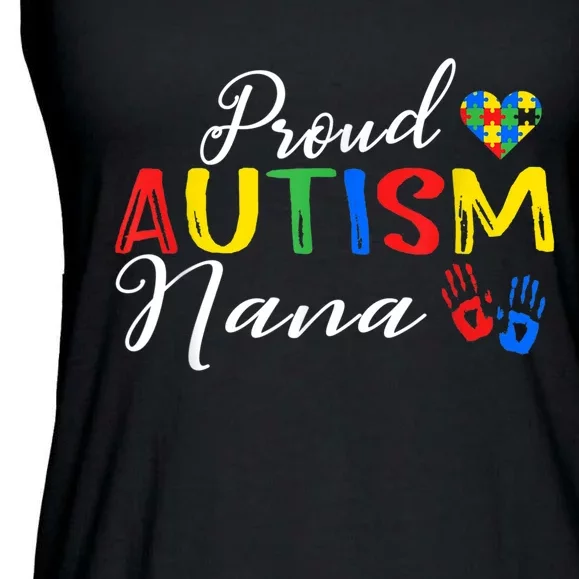 m.e.ns Proud Autism Nana Autism Awareness Month Autistic Support Ladies Essential Flowy Tank