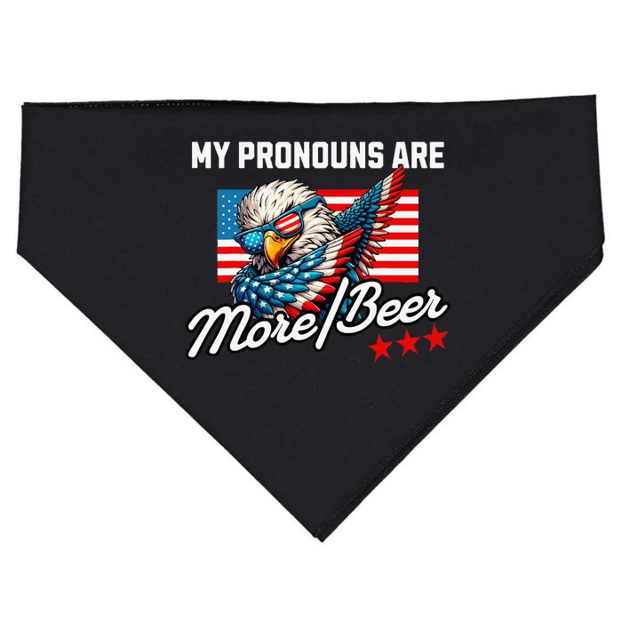 My Pronouns Are More Beer Usa Eagle American USA-Made Doggie Bandana