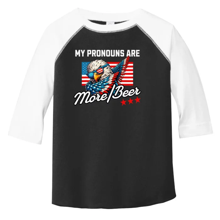 My Pronouns Are More Beer Usa Eagle American Toddler Fine Jersey T-Shirt