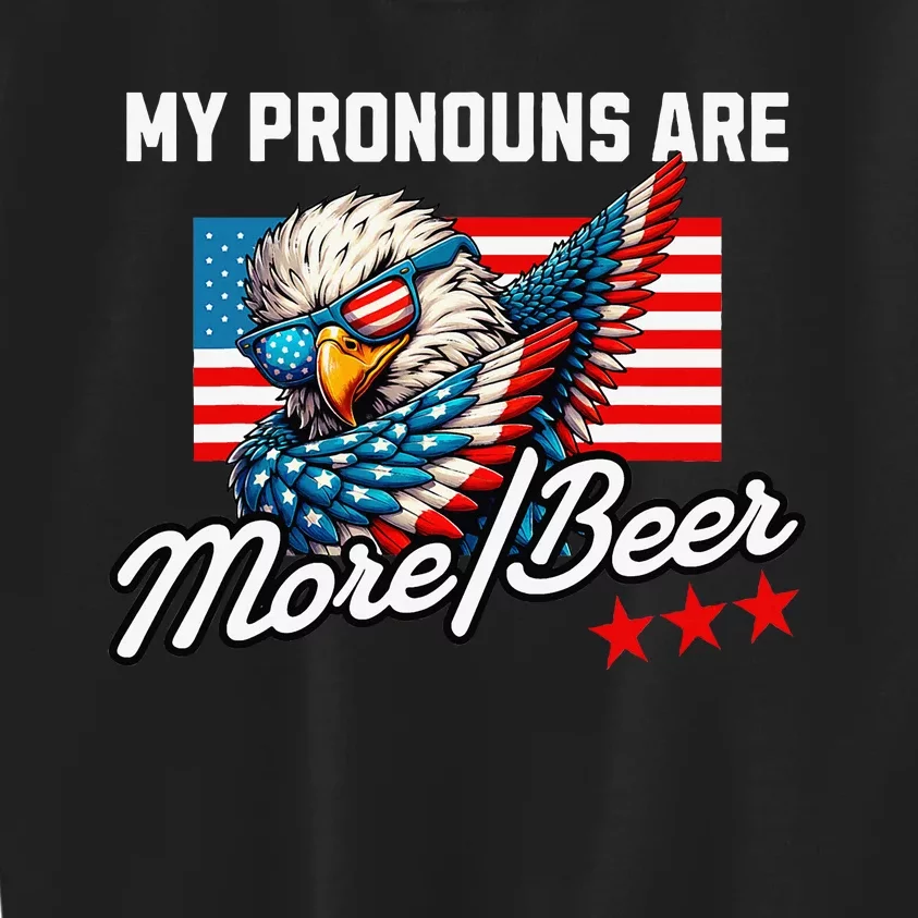 My Pronouns Are More Beer Usa Eagle American Kids Sweatshirt