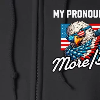 My Pronouns Are More Beer Usa Eagle American Full Zip Hoodie