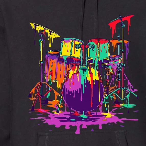 Melting Pop Art Drum Set Funny Drummer Musician Music Outfit Premium Hoodie