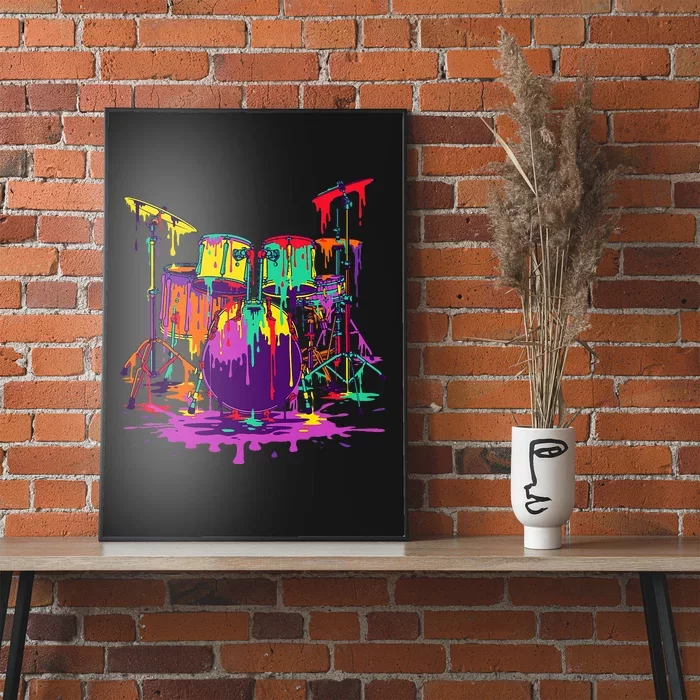 Melting Pop Art Drum Set Funny Drummer Musician Music Outfit Poster