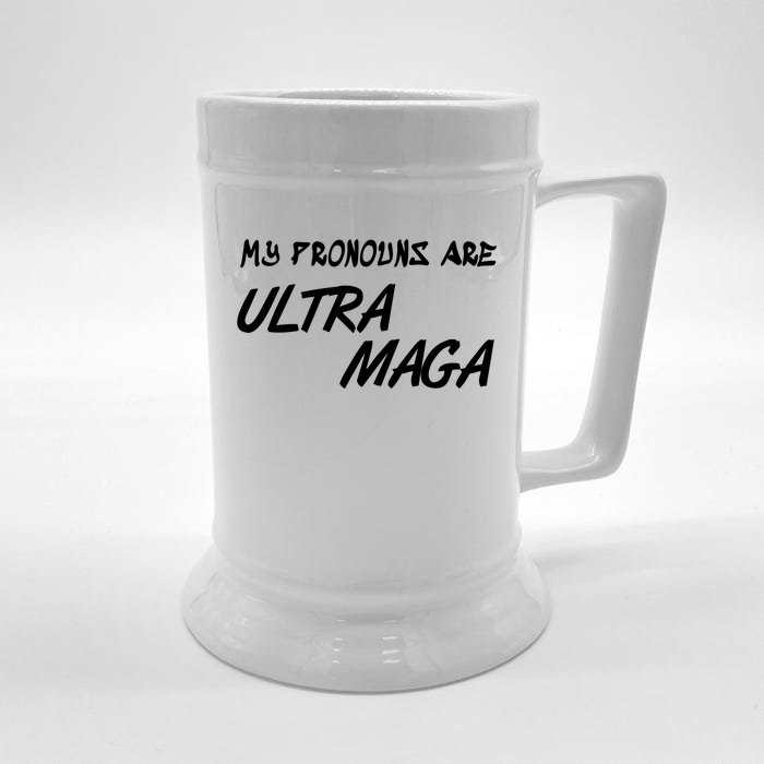 My Pronouns Are Ultra Maga Front & Back Beer Stein