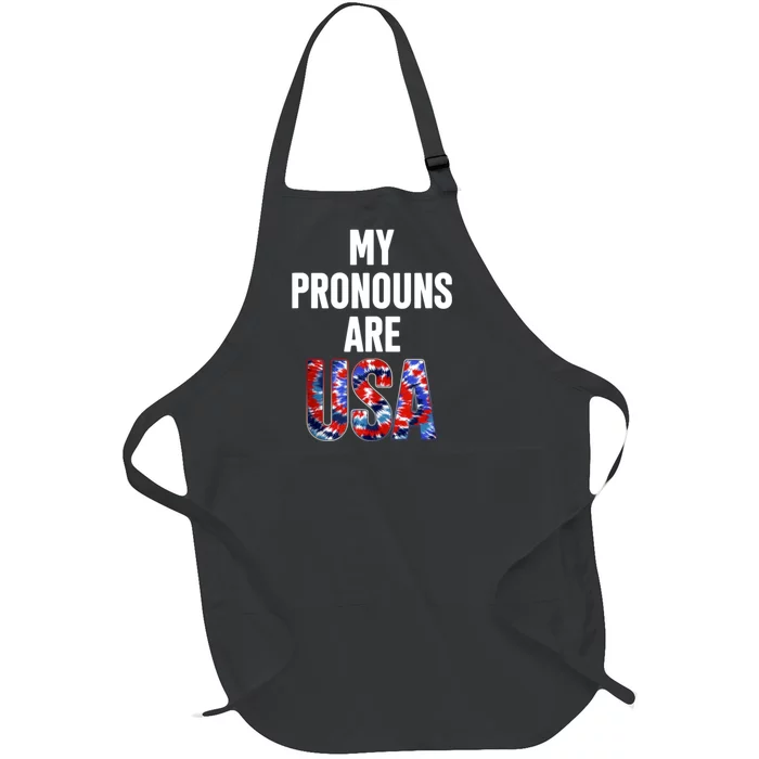 My Pronouns Are Usa 4th Of July American Flag Full-Length Apron With Pocket