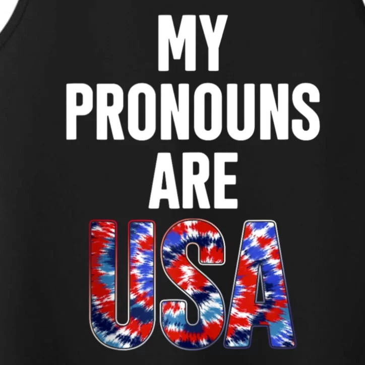 My Pronouns Are Usa 4th Of July American Flag Performance Tank