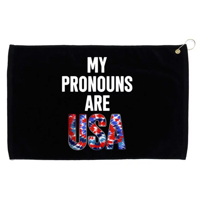 My Pronouns Are Usa 4th Of July American Flag Grommeted Golf Towel