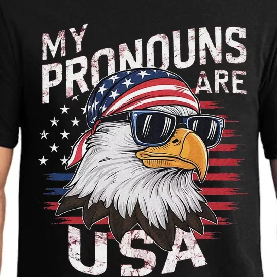 My Pronouns Are Usa Patriotic Eagle Funny 4th Of July Pajama Set