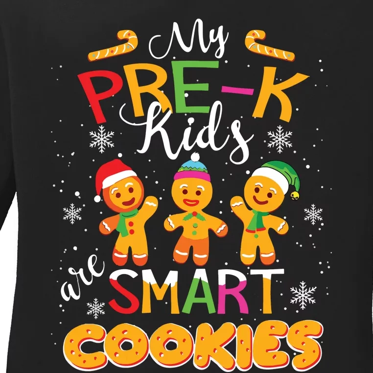 My Prek Are Smart Cookies Christmas Teacher Gift Ladies Long Sleeve Shirt