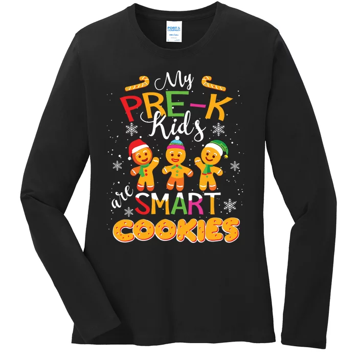 My Prek Are Smart Cookies Christmas Teacher Gift Ladies Long Sleeve Shirt