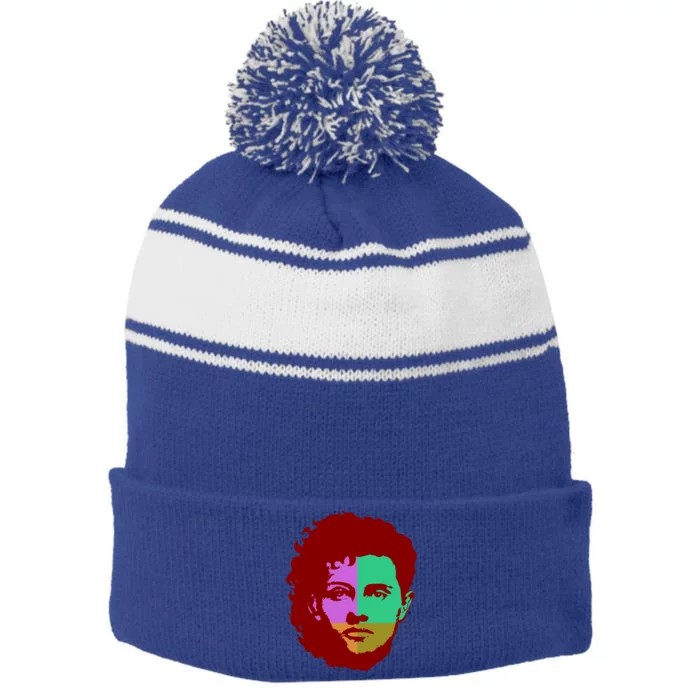 Modern Pop Art Nonbinary Lgbtq Colorful Equality Gift Stripe Pom Pom Beanie