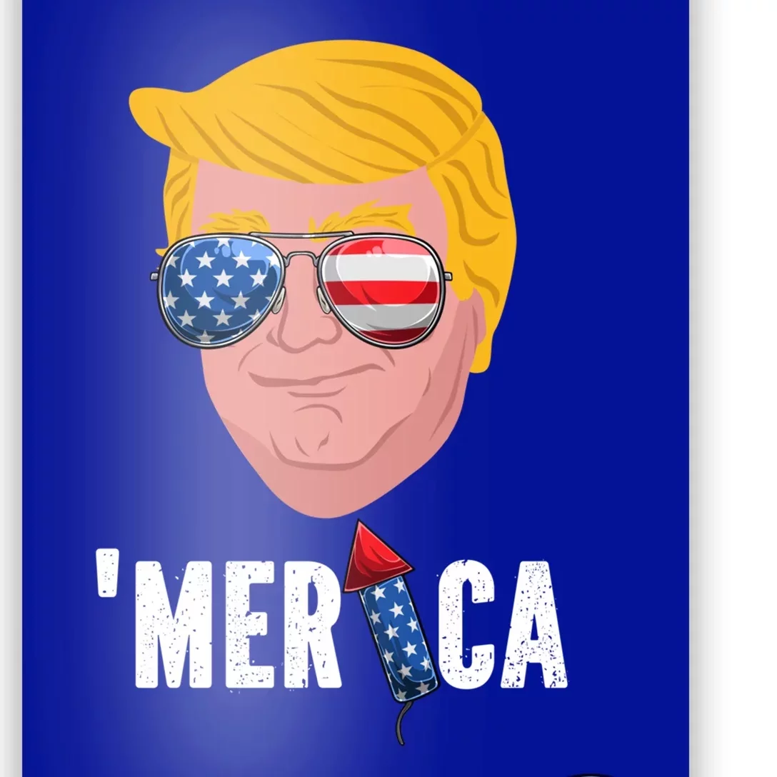 Merica Patriotic American Flag Trump Sunglasses 4th Of July Gift Poster