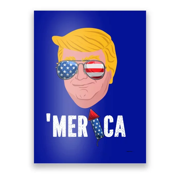 Merica Patriotic American Flag Trump Sunglasses 4th Of July Gift Poster