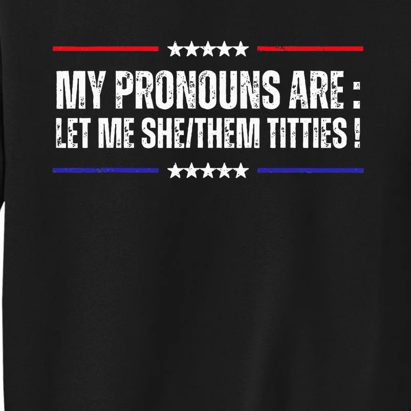 My Pronouns Are Let Me Shethem Titties Tall Sweatshirt