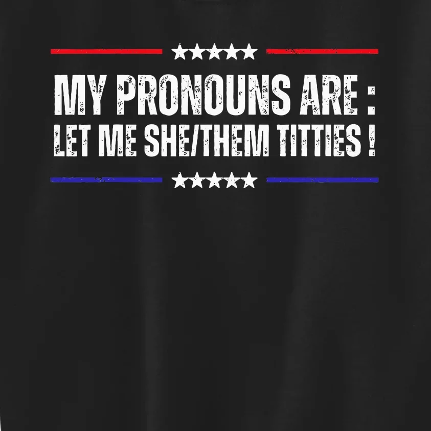 My Pronouns Are Let Me Shethem Titties Kids Sweatshirt