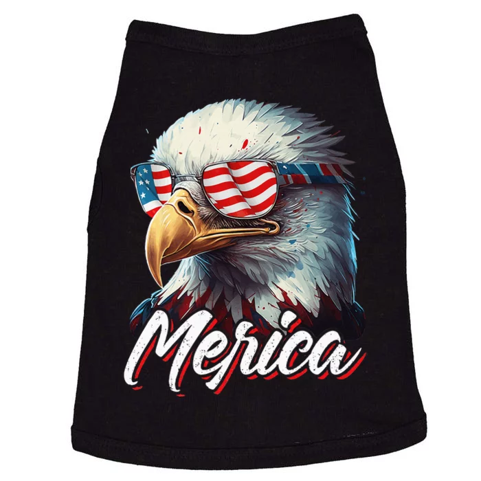 Merica Patriotic American Bald Eagle Funny 4th of July Doggie Tank