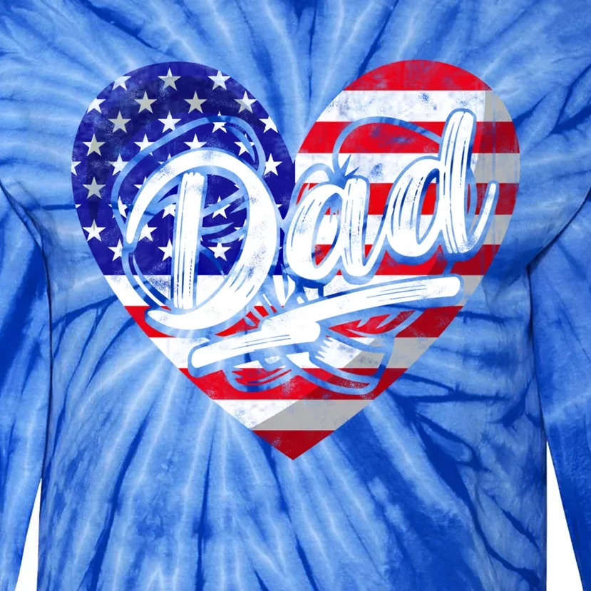 Men Patriotic American Flag Heart Boxing Dad Fathers Day Gift Tie-Dye Long Sleeve Shirt