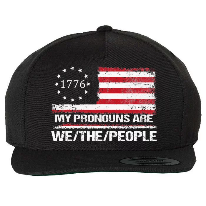 My Pronouns Are We The People American Flag Wool Snapback Cap