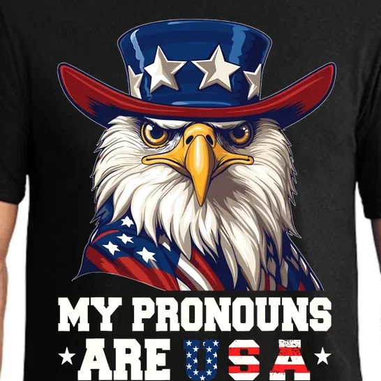 My Pronouns Are Usa Funny Eagle 4 July American Pajama Set