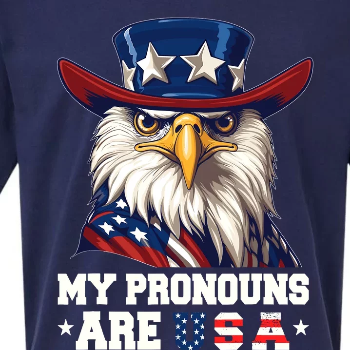 My Pronouns Are Usa Funny Eagle 4 July American Sueded Cloud Jersey T-Shirt