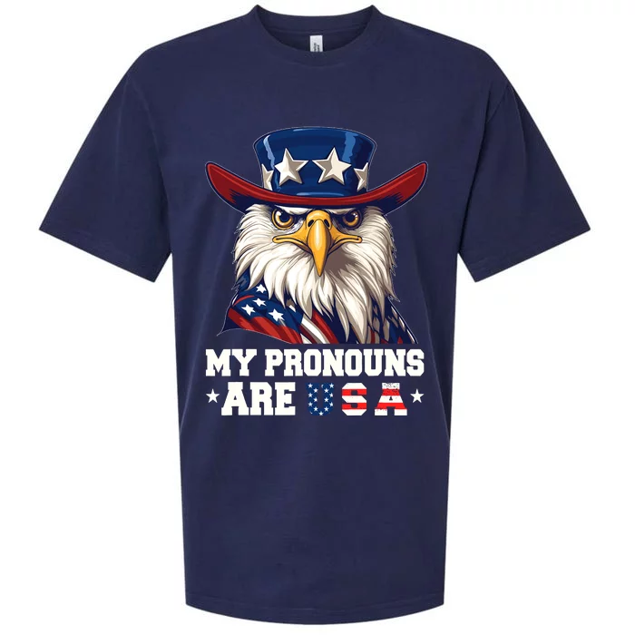 My Pronouns Are Usa Funny Eagle 4 July American Sueded Cloud Jersey T-Shirt