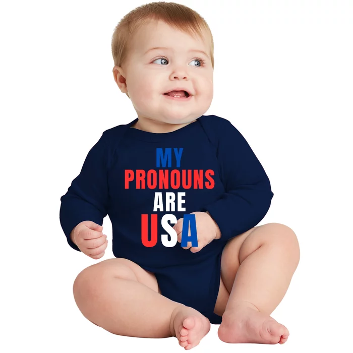 My Pronouns Are USA We The People 4th Of July Men Women We The People 1776 Baby Long Sleeve Bodysuit