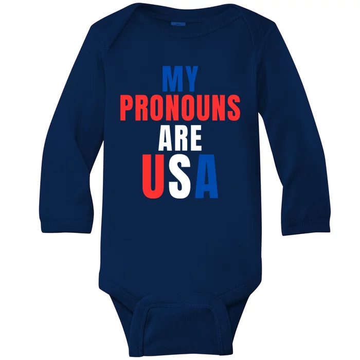 My Pronouns Are USA We The People 4th Of July Men Women We The People 1776 Baby Long Sleeve Bodysuit