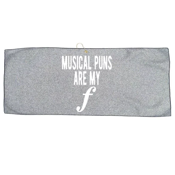 Musical Puns Are My Forte Band Instrument Fun Music Large Microfiber Waffle Golf Towel