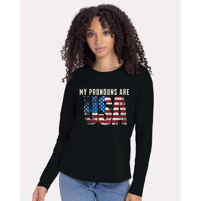 My Pronouns Are USA Womens Cotton Relaxed Long Sleeve T-Shirt