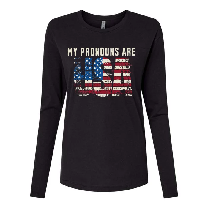 My Pronouns Are USA Womens Cotton Relaxed Long Sleeve T-Shirt