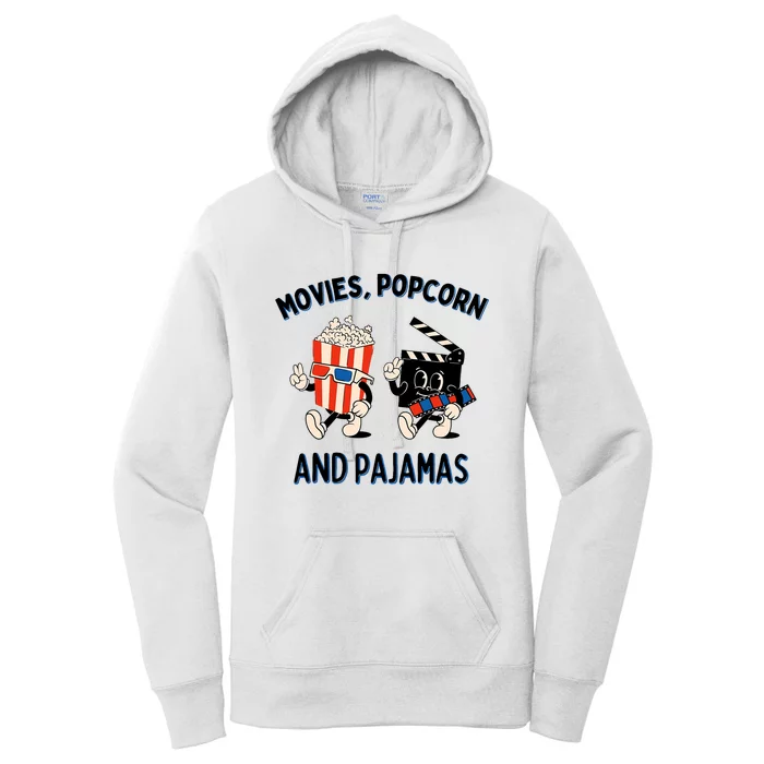 Movies Popcorn And Pajamas Popcorn Movie Night Women's Pullover Hoodie