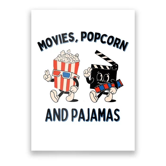 Movies Popcorn And Pajamas Popcorn Movie Night Poster