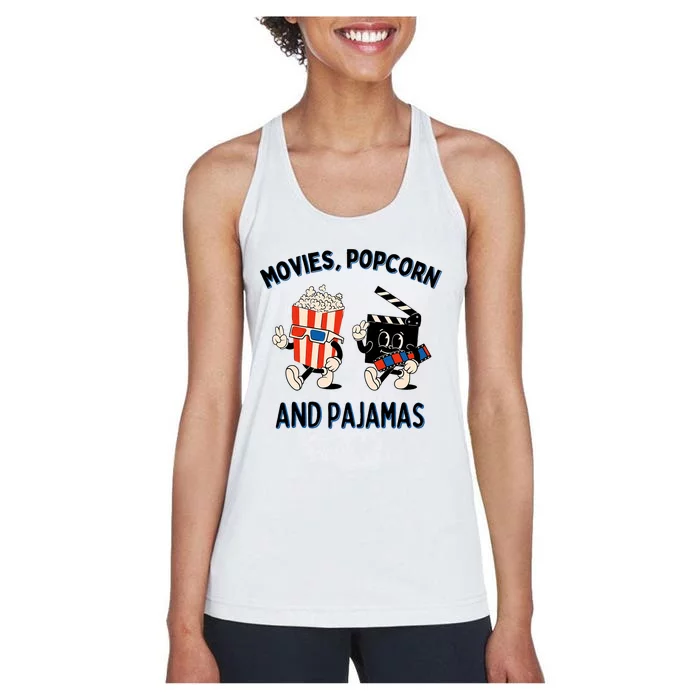 Movies Popcorn And Pajamas Popcorn Movie Night Women's Racerback Tank