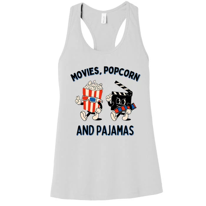 Movies Popcorn And Pajamas Popcorn Movie Night Women's Racerback Tank