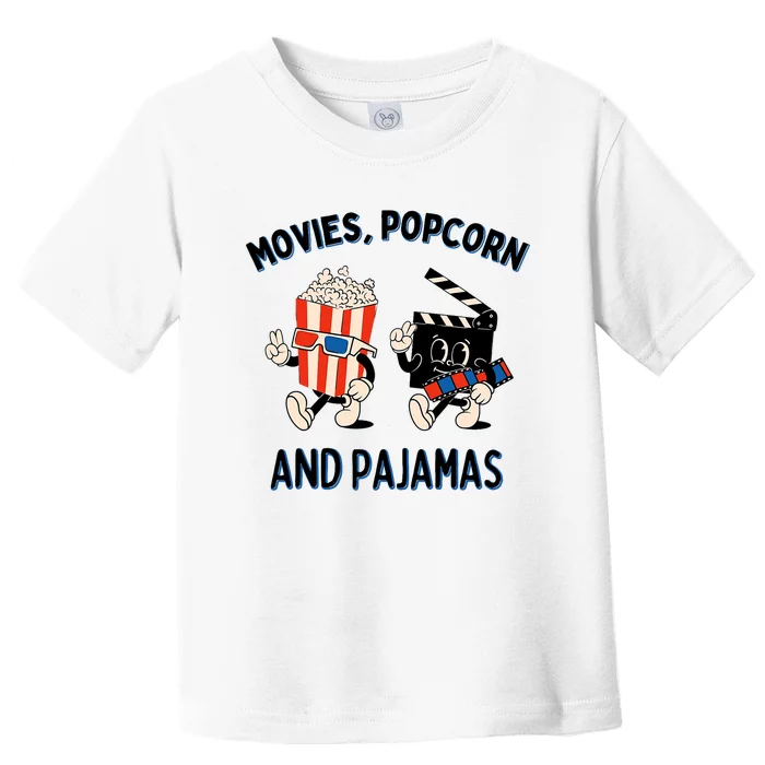 Movies Popcorn And Pajamas Popcorn Movie Night Toddler T-Shirt