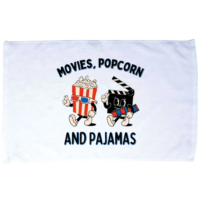 Movies Popcorn And Pajamas Popcorn Movie Night Microfiber Hand Towel